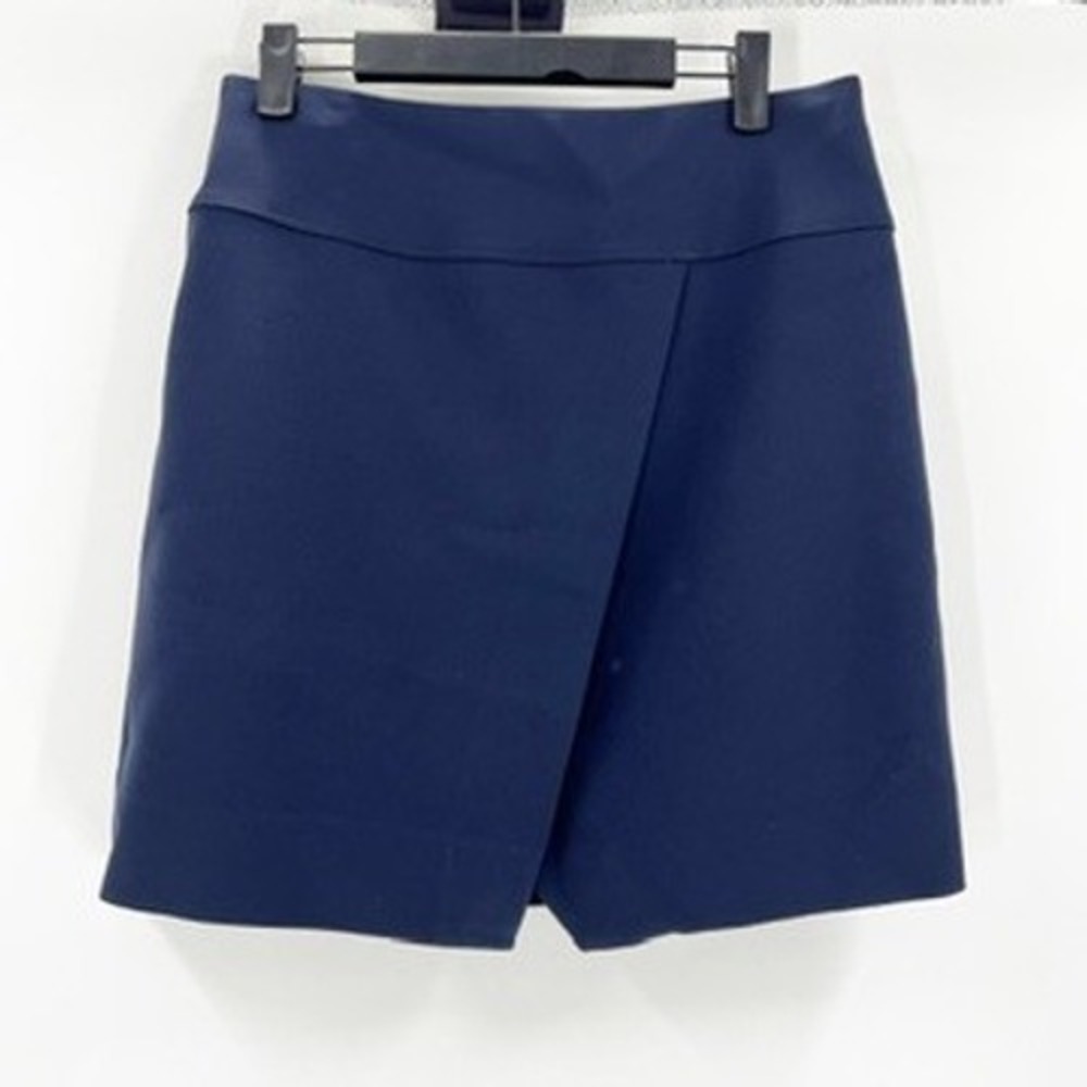 J Crew Navy Blue Asymmetrical Wrap Skirt Size 6